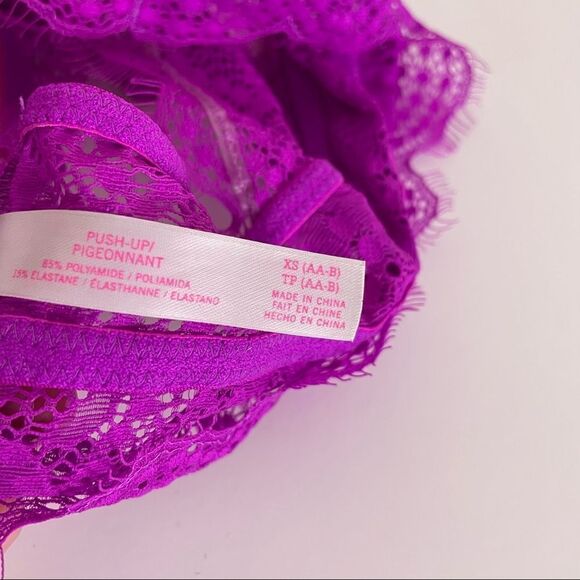 VS Pink Purple Lace High Neckline Push Up Bra - Picture 8 of 8